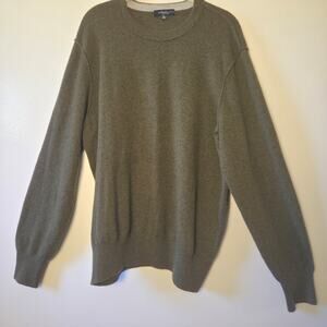 Saks Fifth Avenue Sweater Mens XL Olive Green Cashmere Crewneck Long Sleeve